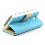 Wholesale Samsung Galaxy S4 Square Flip Leather Wallet Case with Stand (Blue)